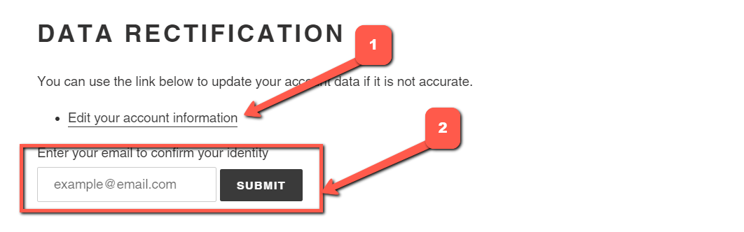 Submitting a request for editing personal account informaitonn