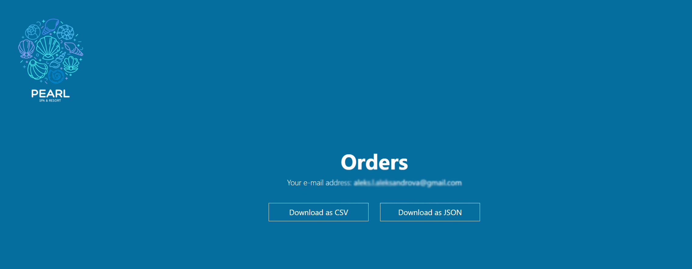 The page for downloading the orders information