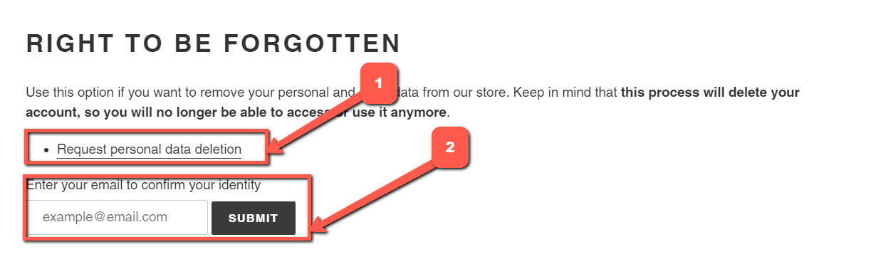 Personal data deletion request