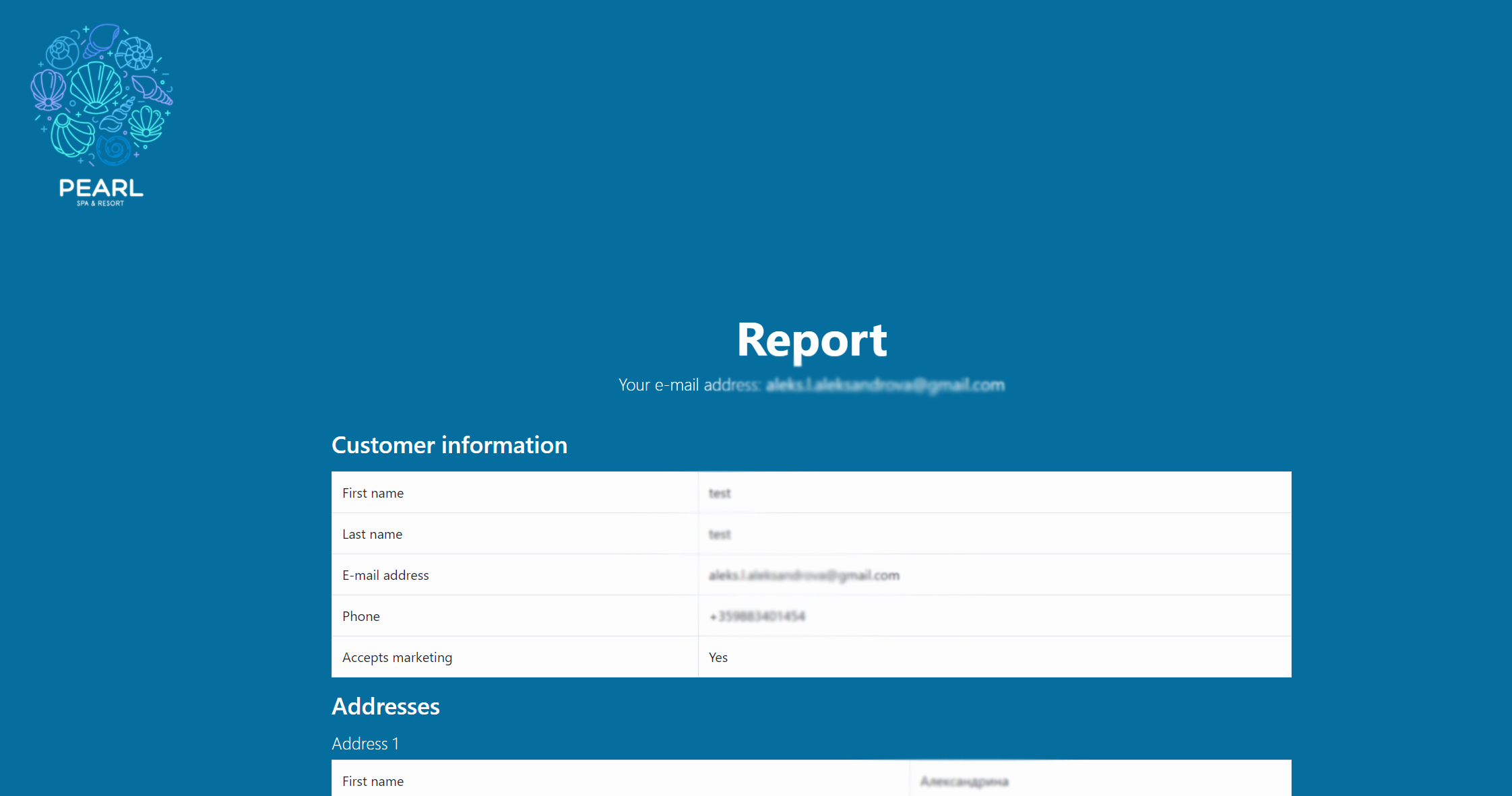The page from where you can check the report