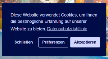 How the translated to German Consentmo Coookie Bar looks like