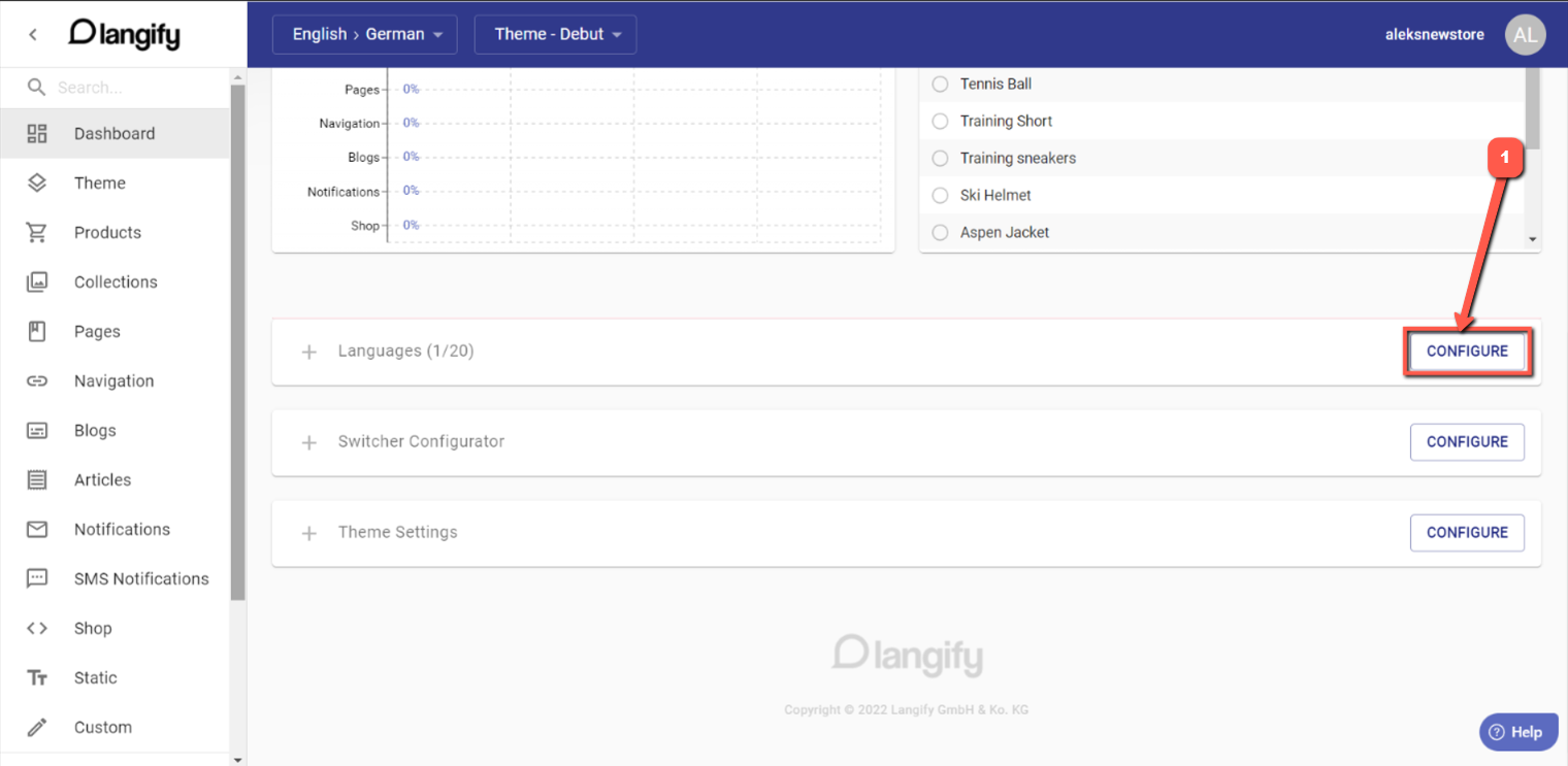 The Configure button