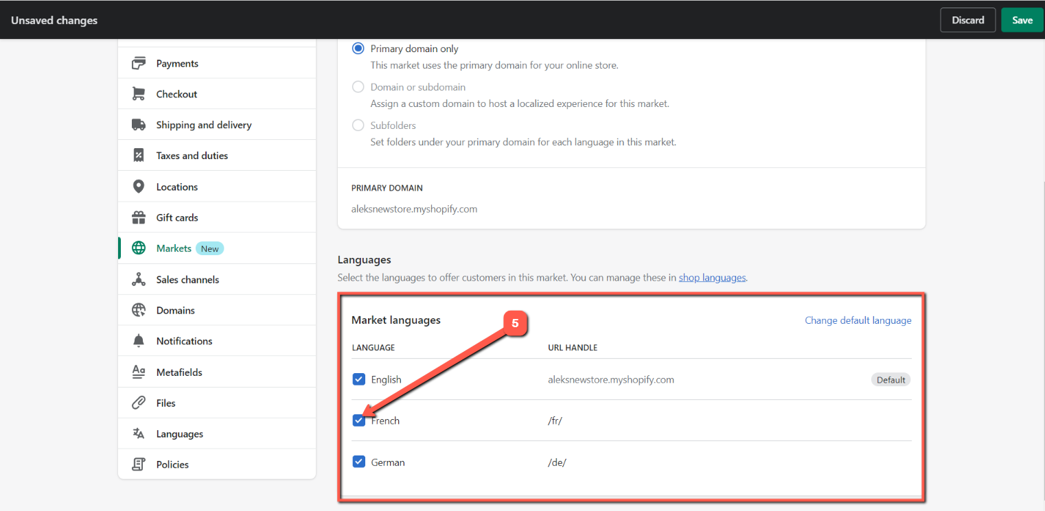 Check the box next to the language you wish to assign