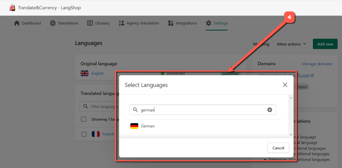 Find the language you want to use