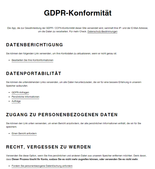 German GDPR Compliance page