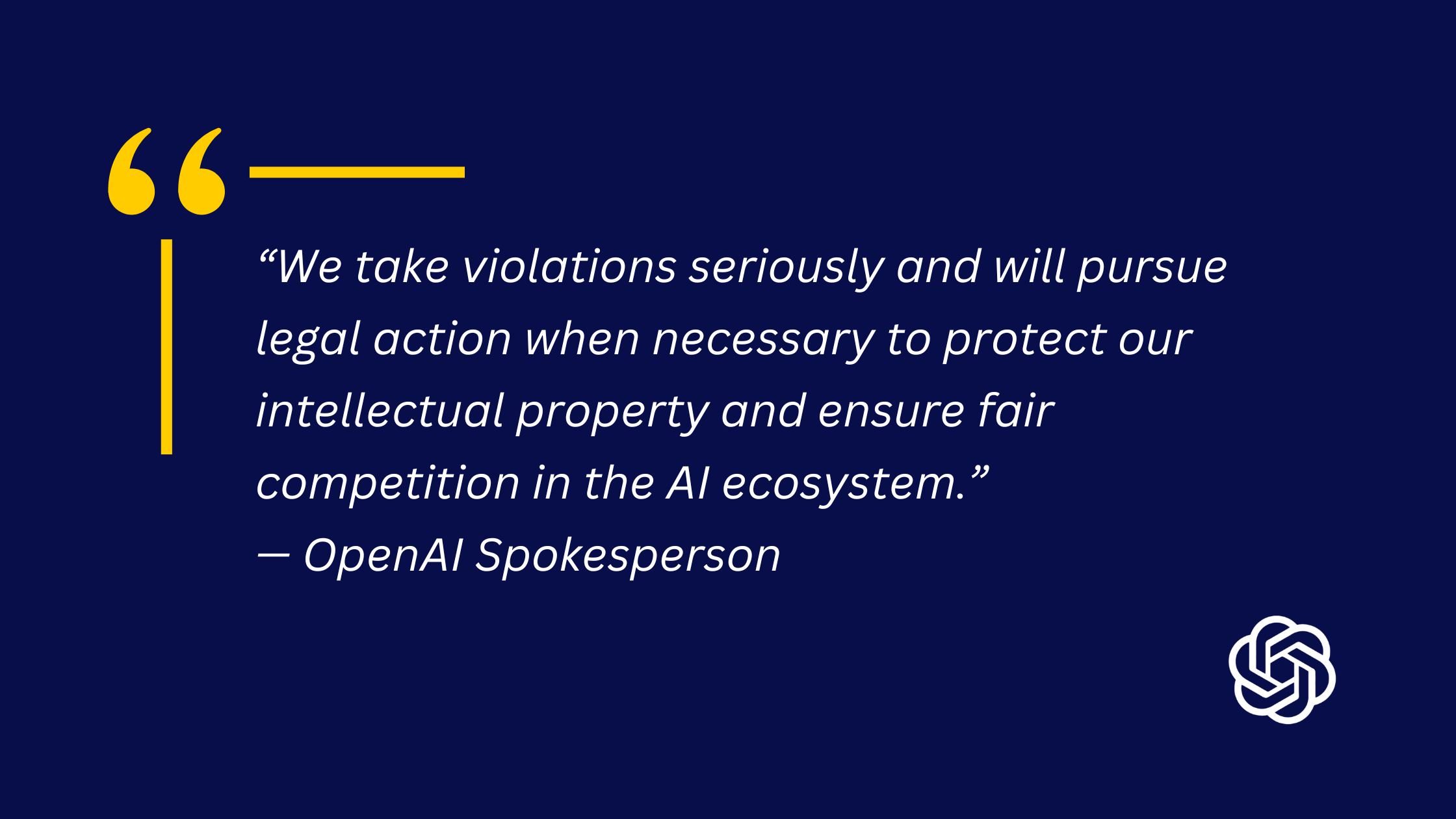 OpenAI quote on violations against their terms of use.