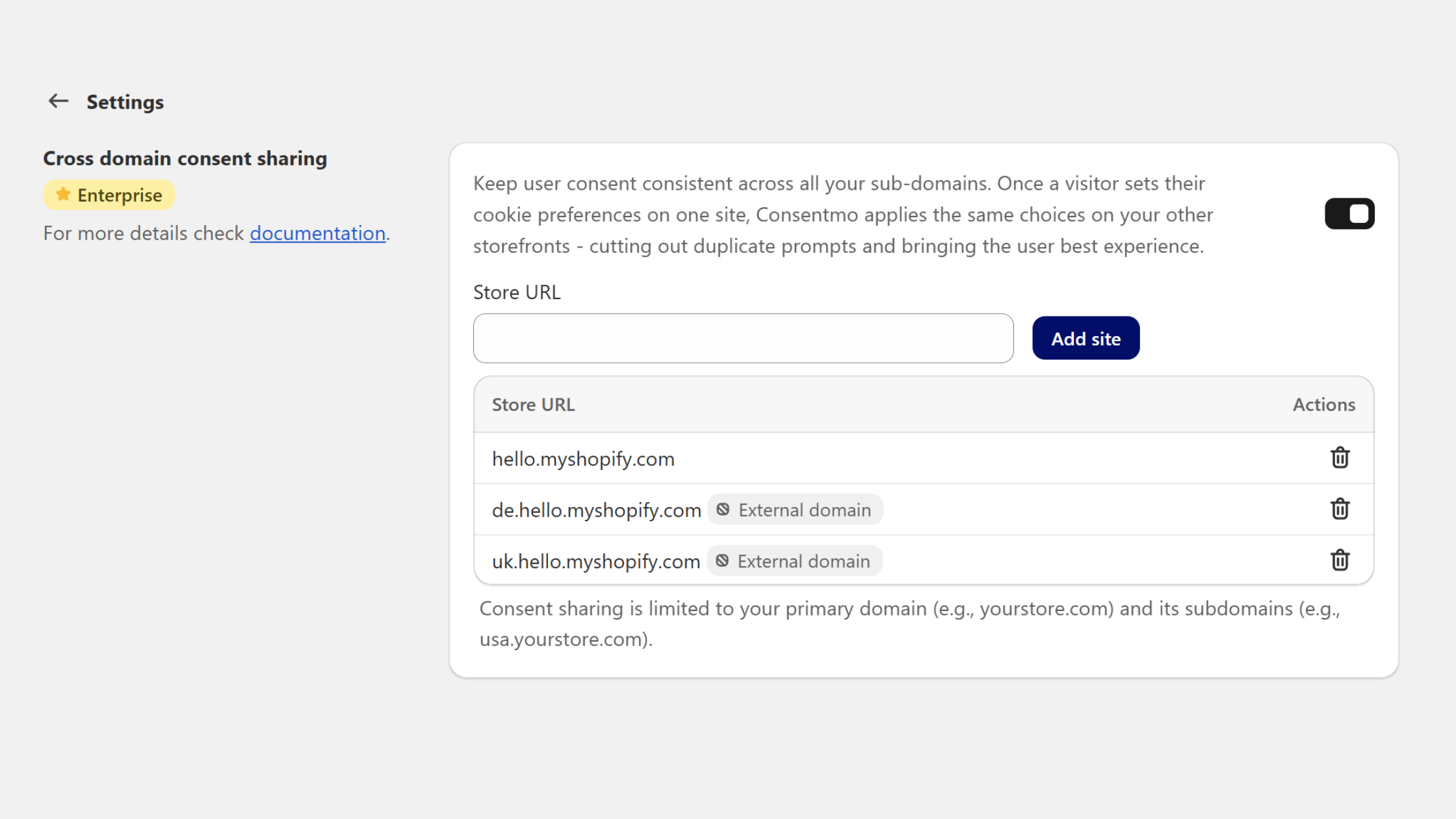 ⚙️ Enable it now from Settings > General Settings > Cross-domain consent sharing.