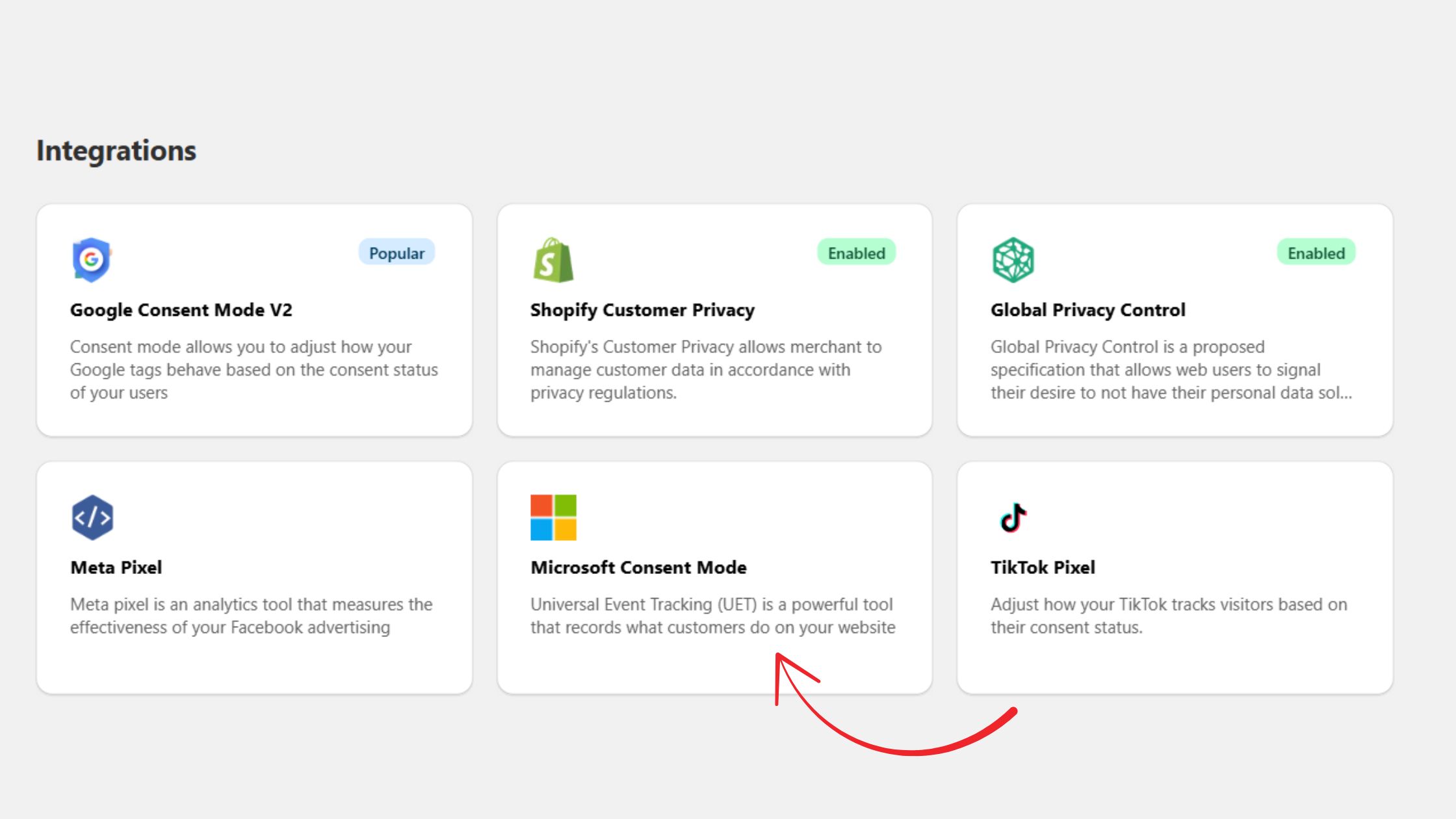 Consentmo integration of Microsoft Consent Mode.