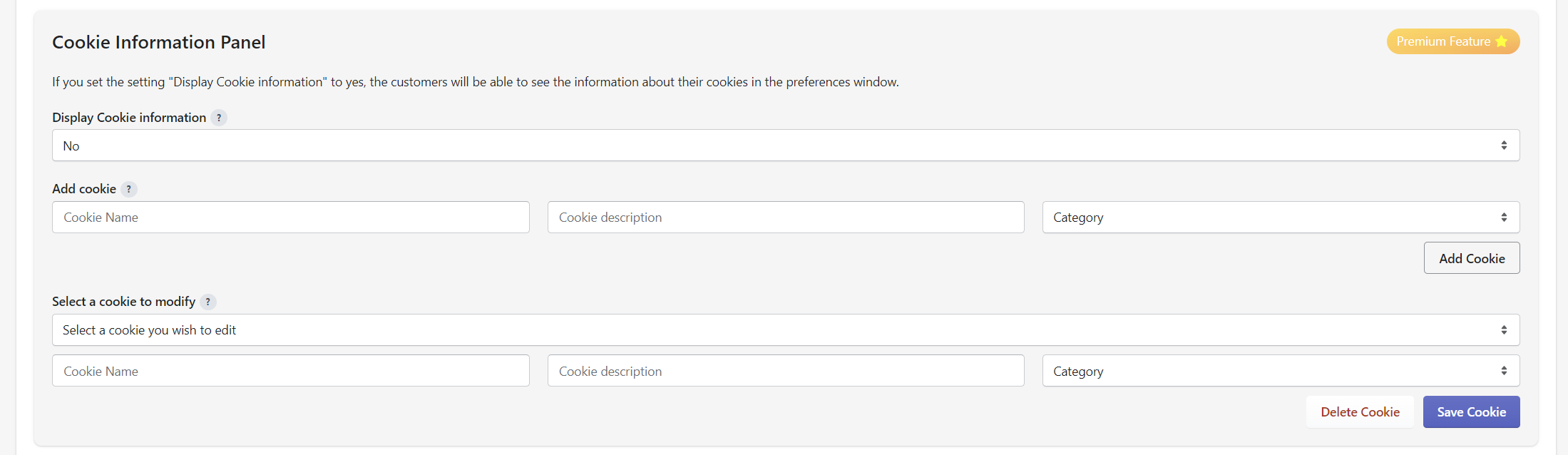 The Cookie Information Panel in Consentmo