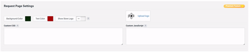 Modifying the new Request Page Settings section