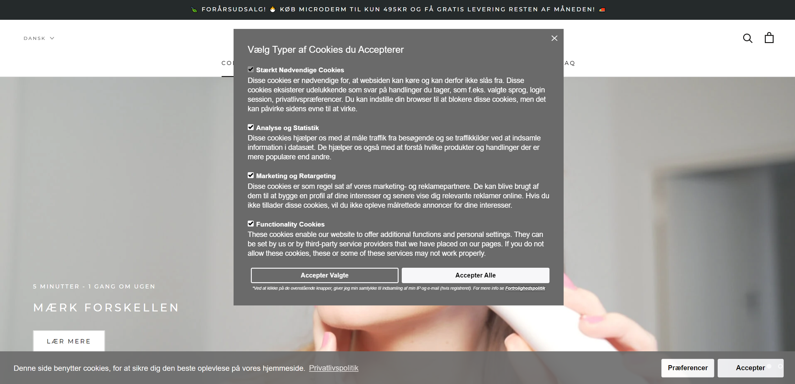 Preferences popup on desktop