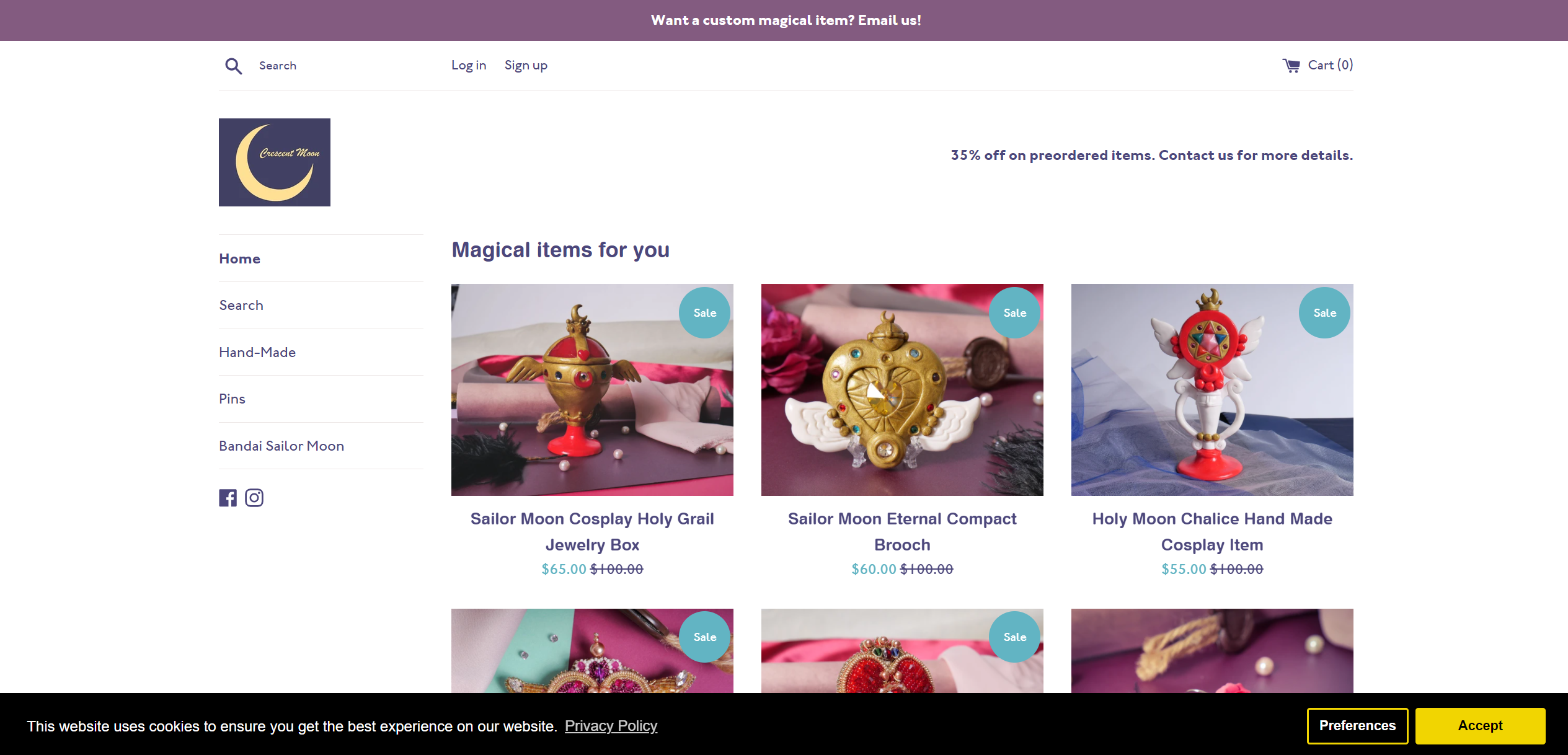 Cookie Consent Bar on desktop