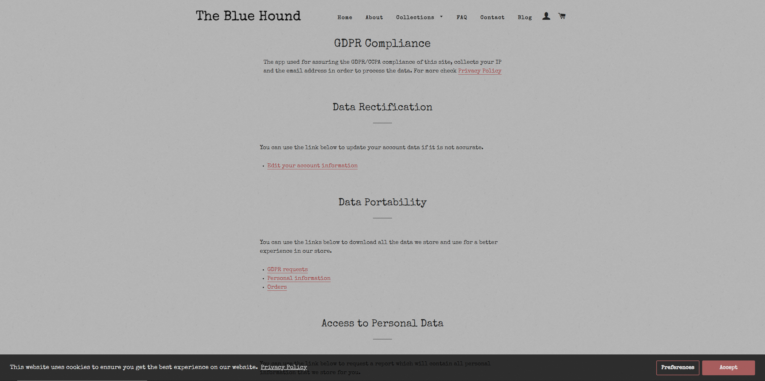 GDPR compliance page