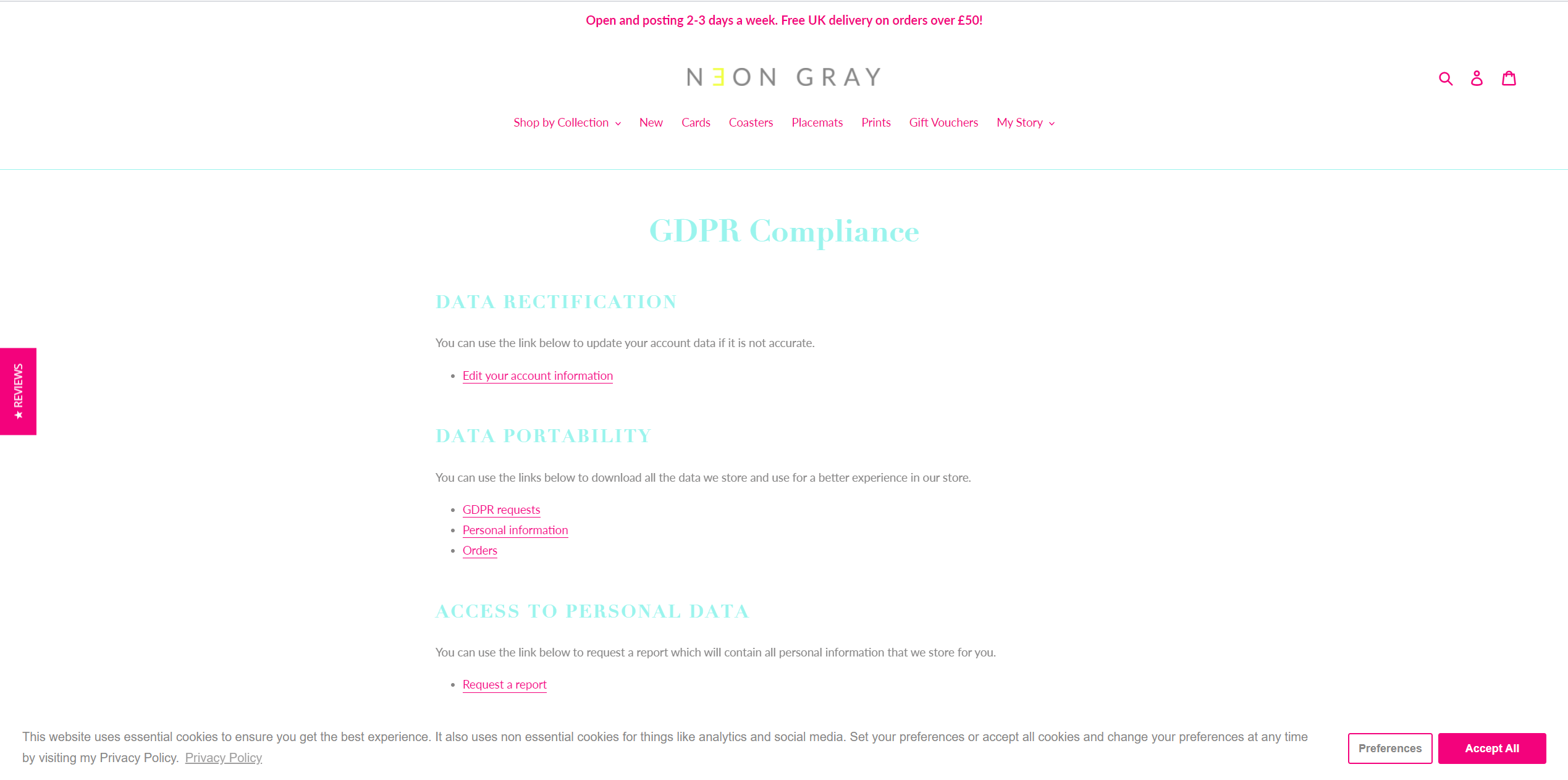 GDPR compliance page