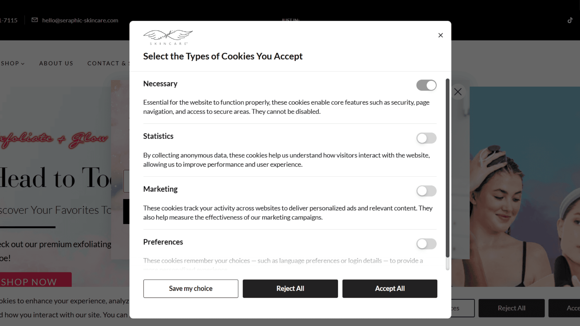 Consentmo offers granular cookie category control, and clear cookie information before consent.