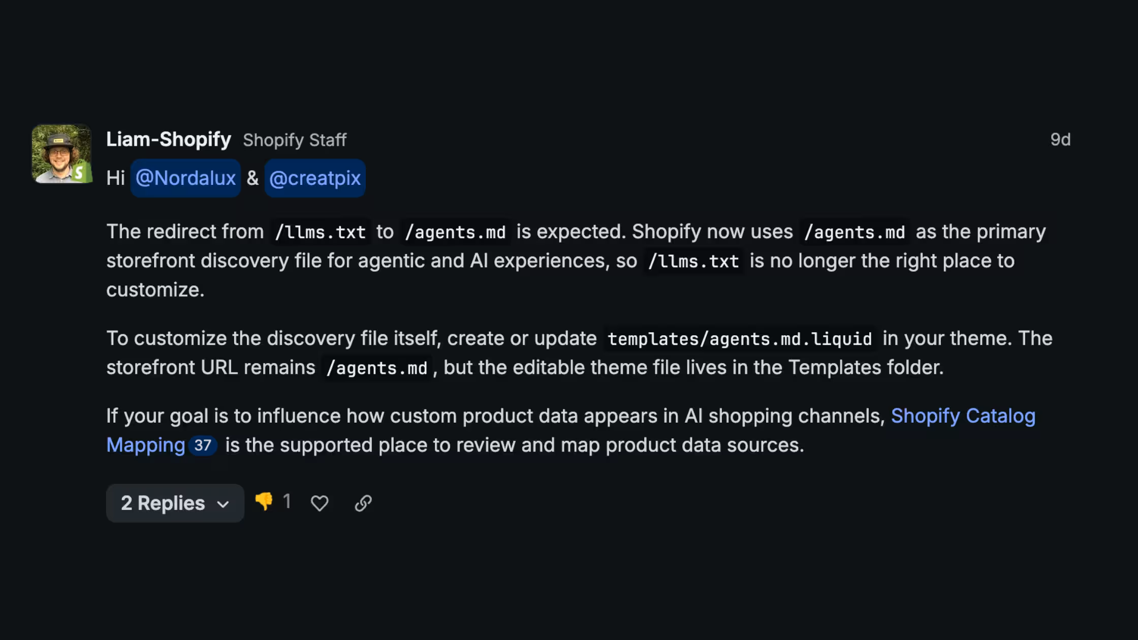 Community forum screenshot.