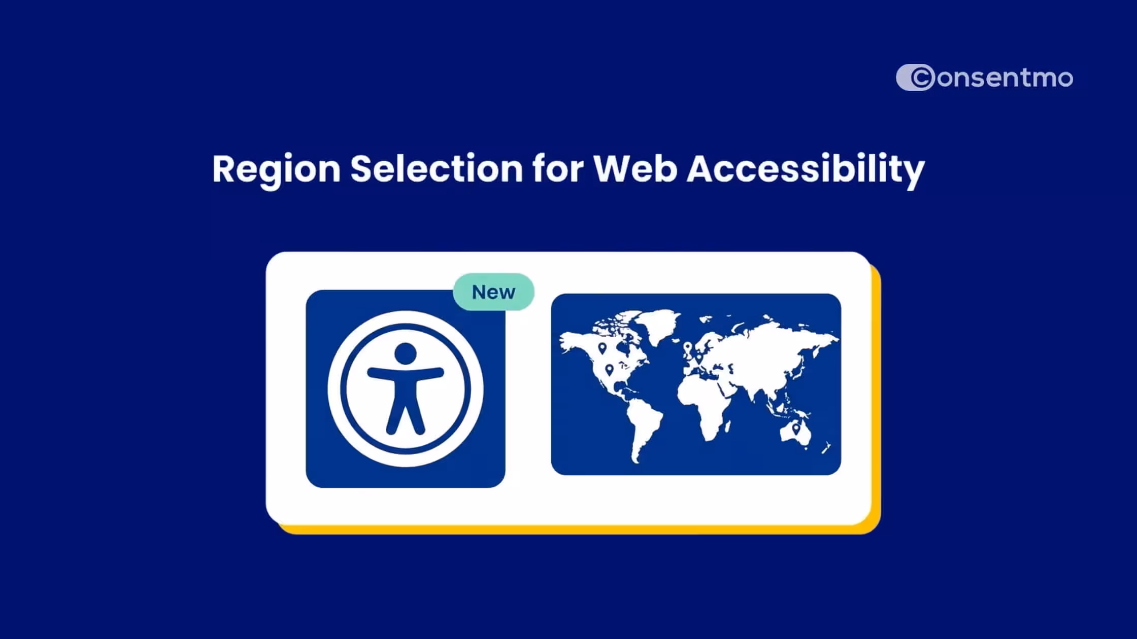 Region selection for web accessibility feature showing accessibility icon and global map.