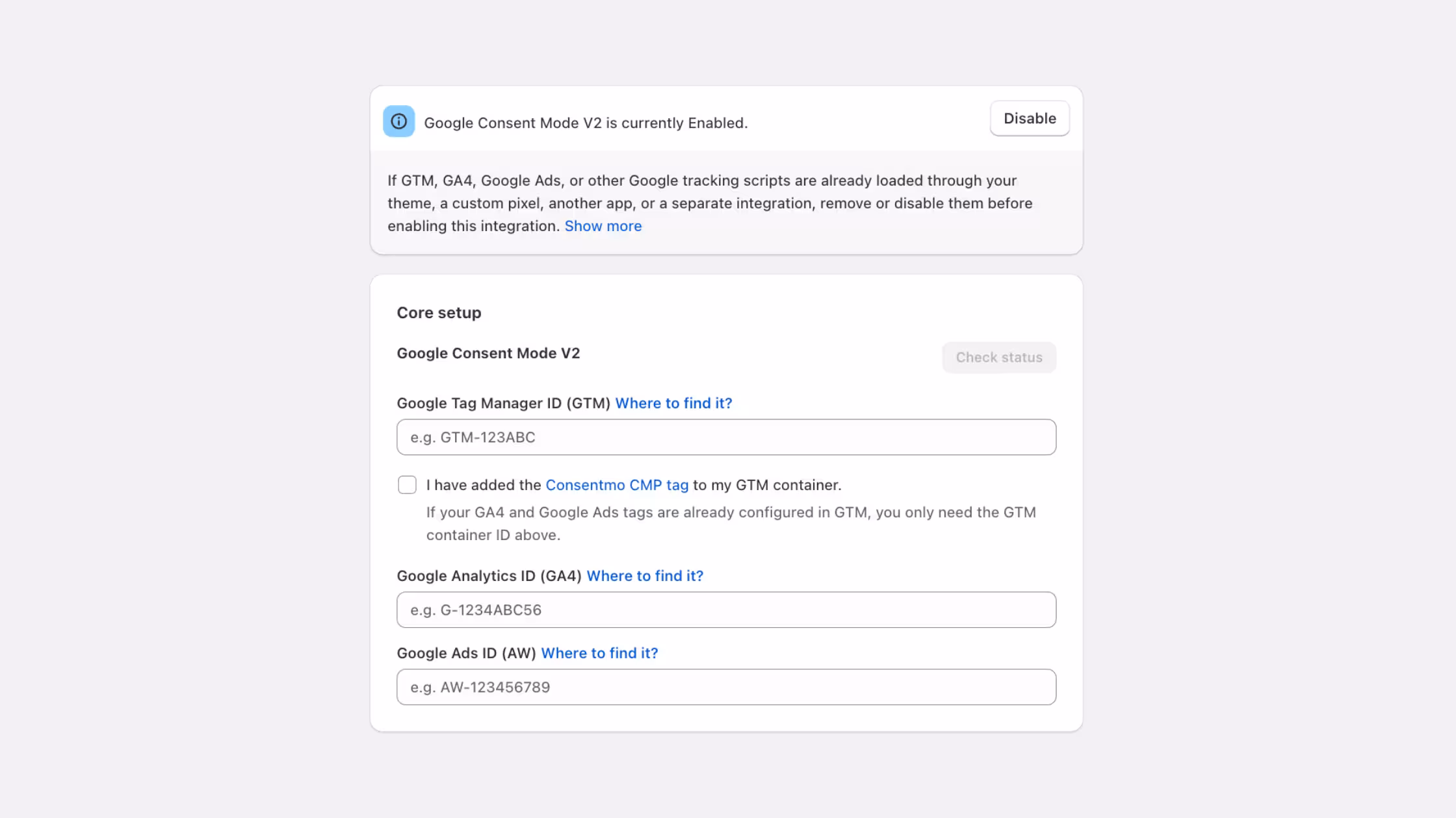 Google Consent Mode V2 integration by Consentmo