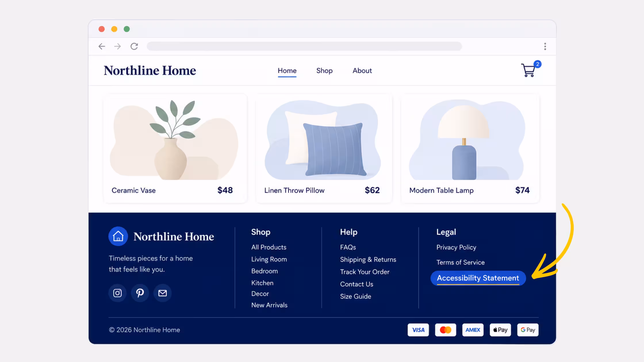 Accessibility Statement link in the store footer by Consentmo