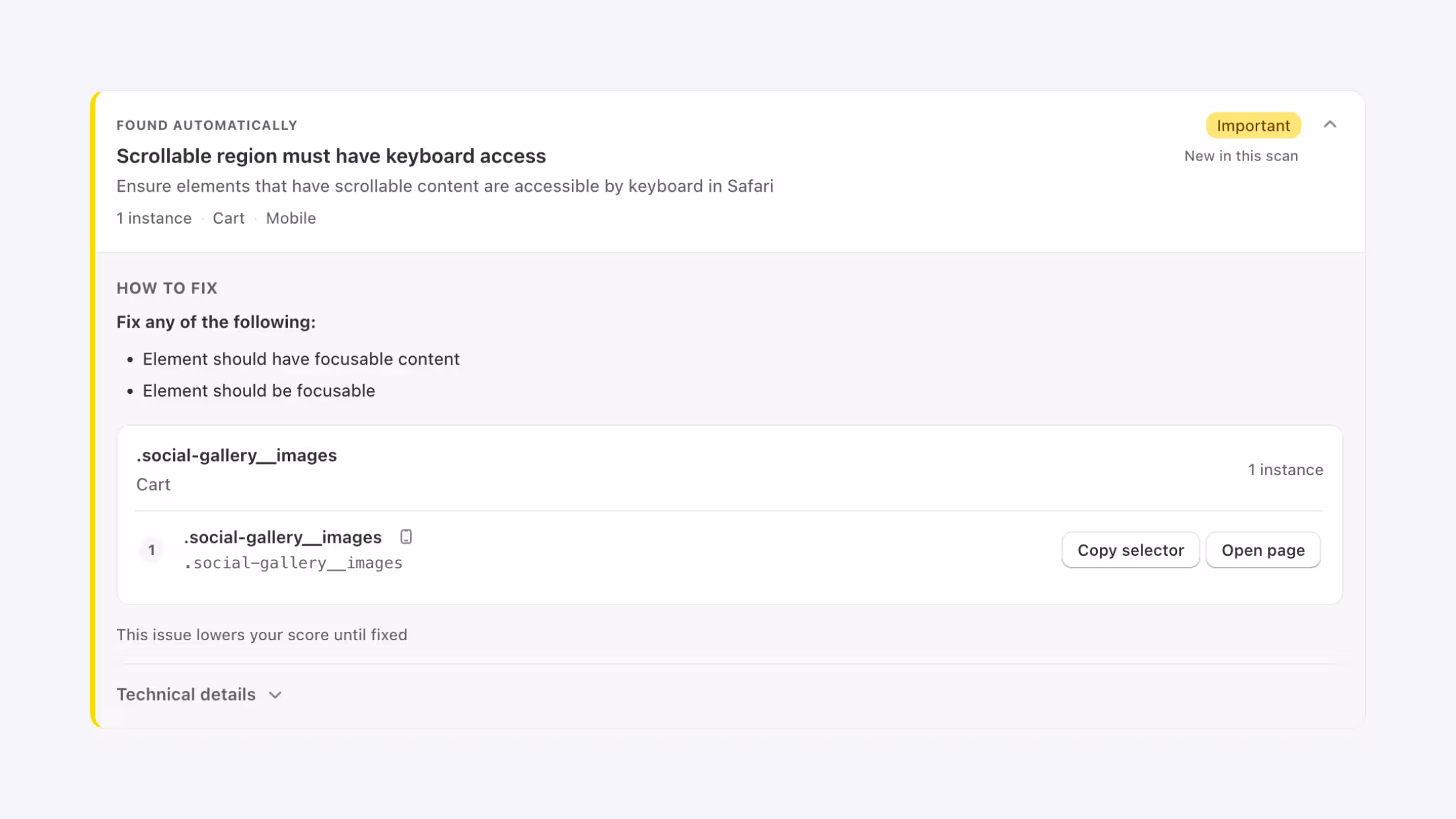 Consentmo Accessibility Scanner issue details and fix guidance