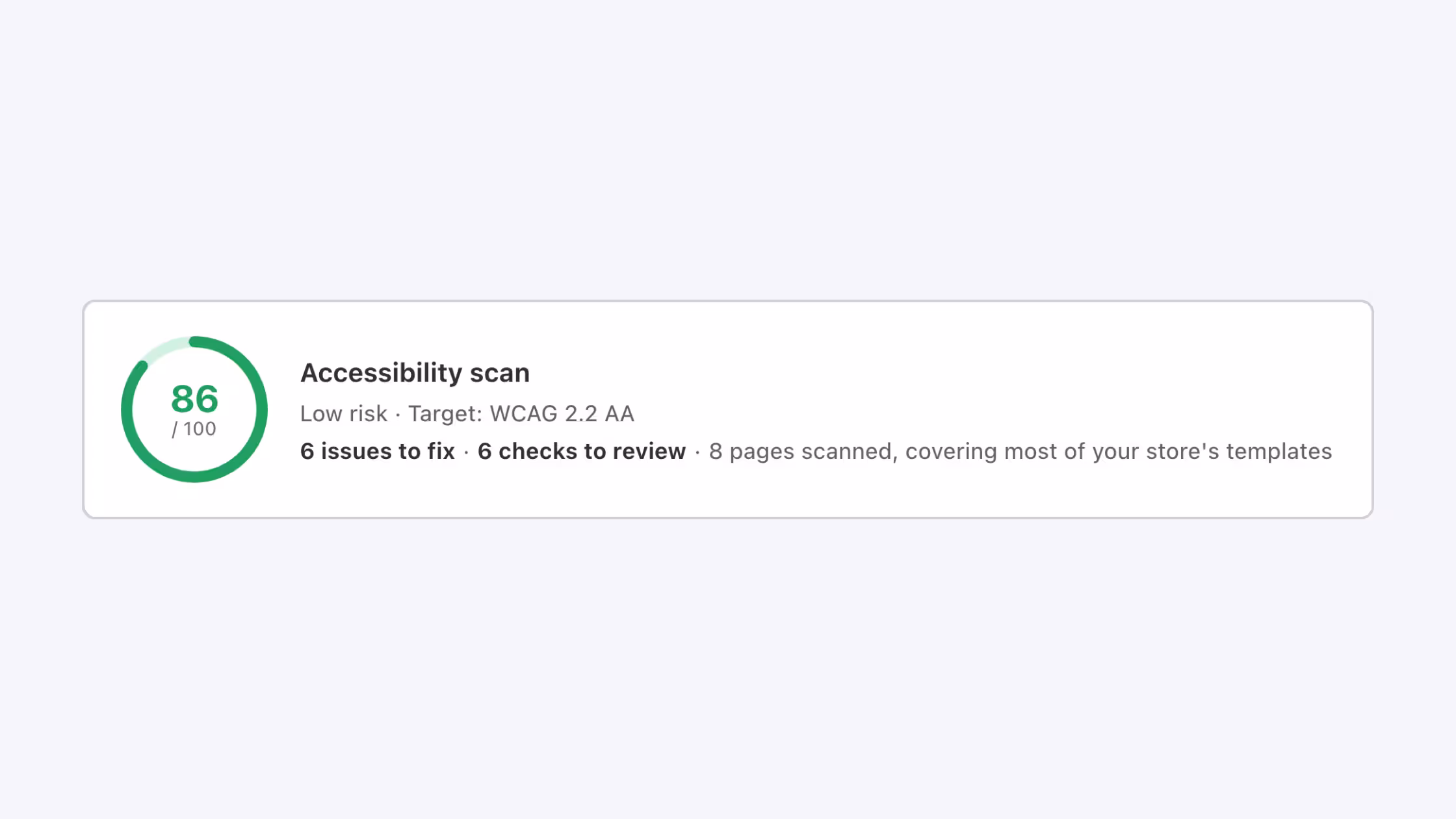 Consentmo Accessibility Scanner score and issue summary