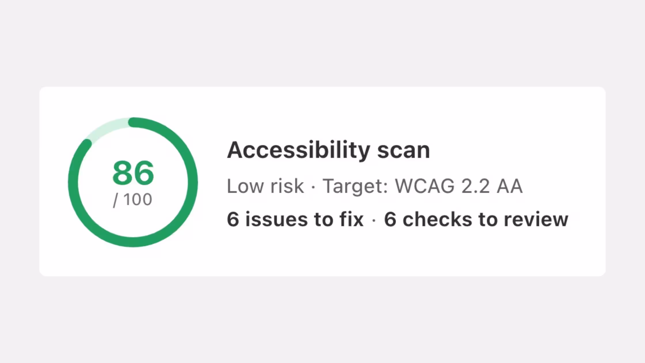Consentmo Accessibility Scanner score and issue summary