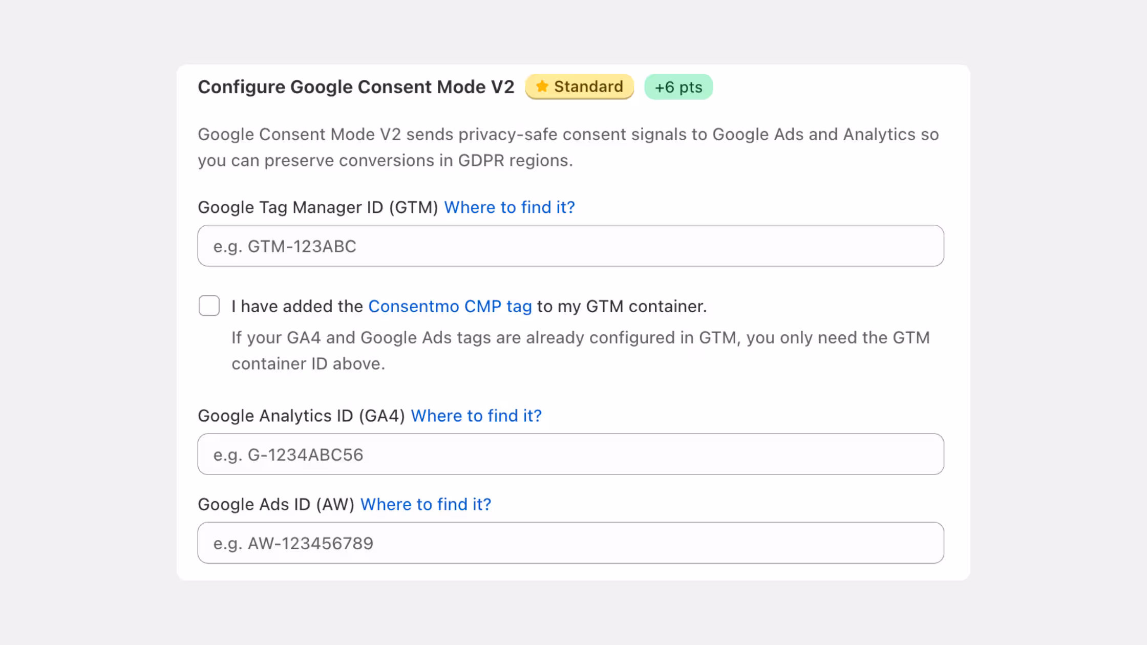Consentmo's Google Consent Mode integration