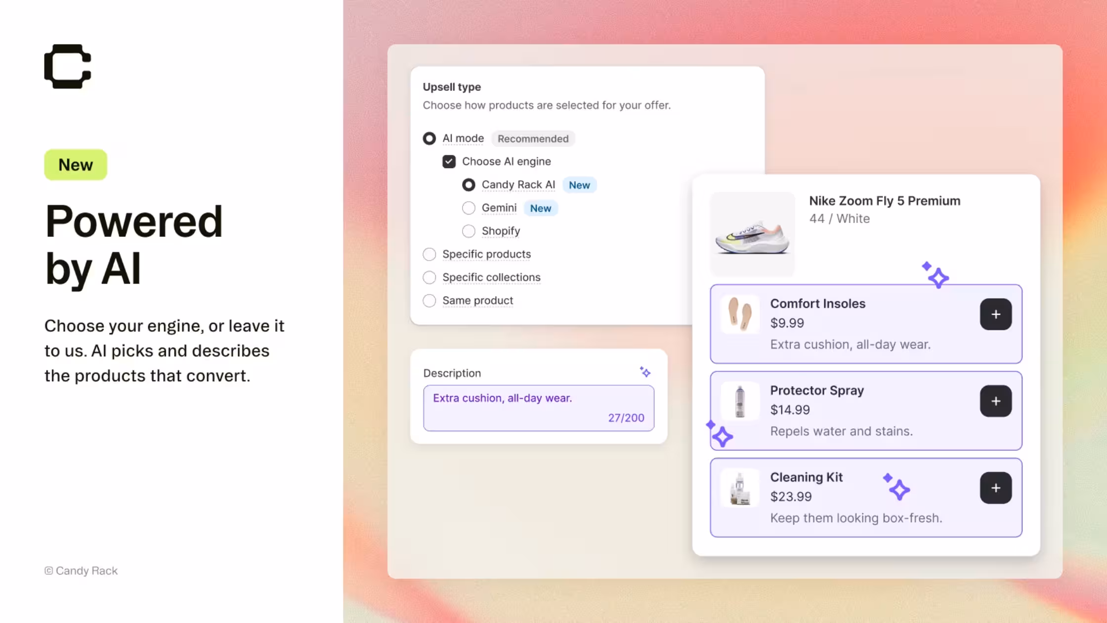 Candy Rack AI-powered upsell recommendations for Shopify
