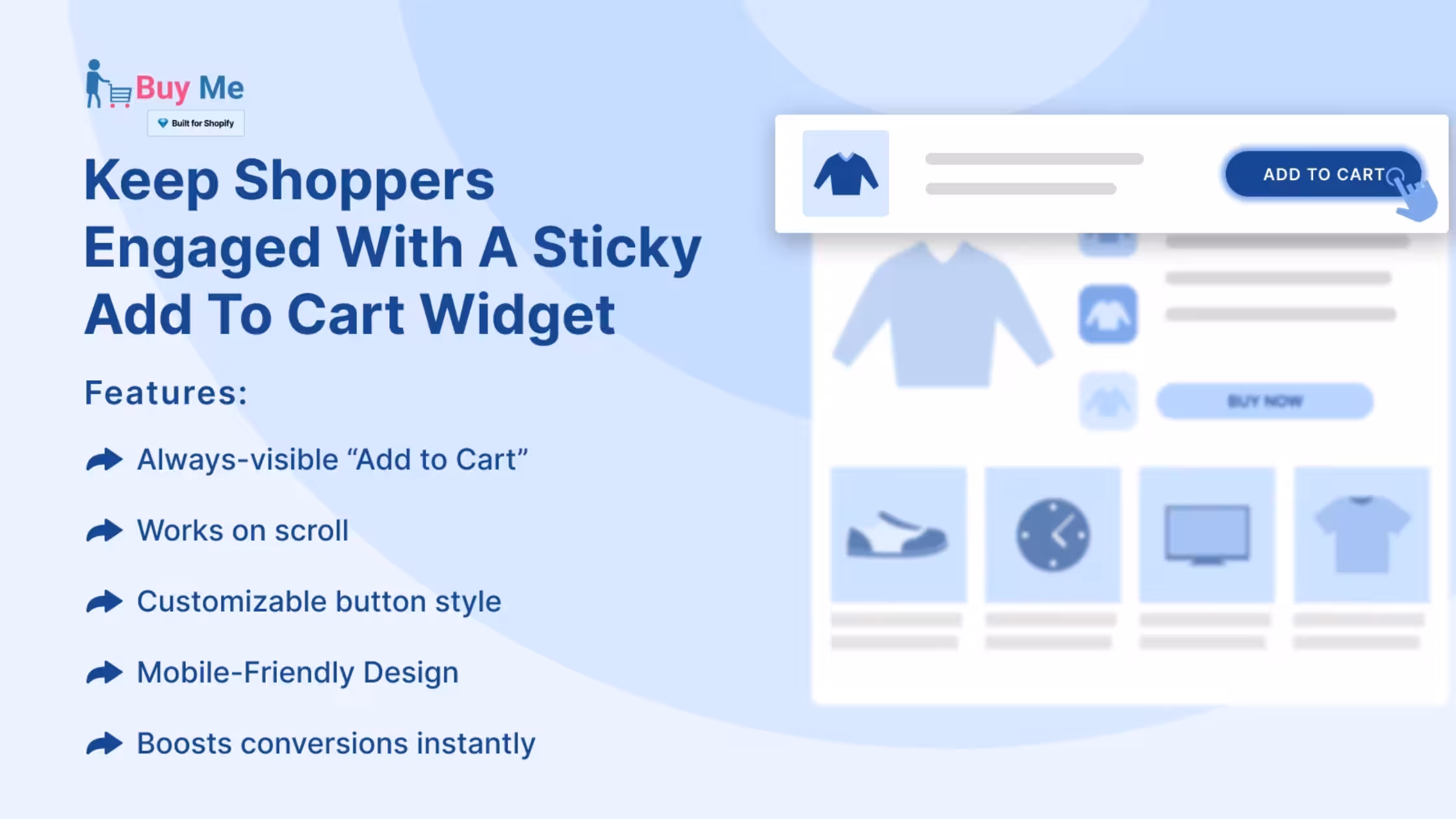 Buy Me sticky Add to Cart widget for Shopify stores