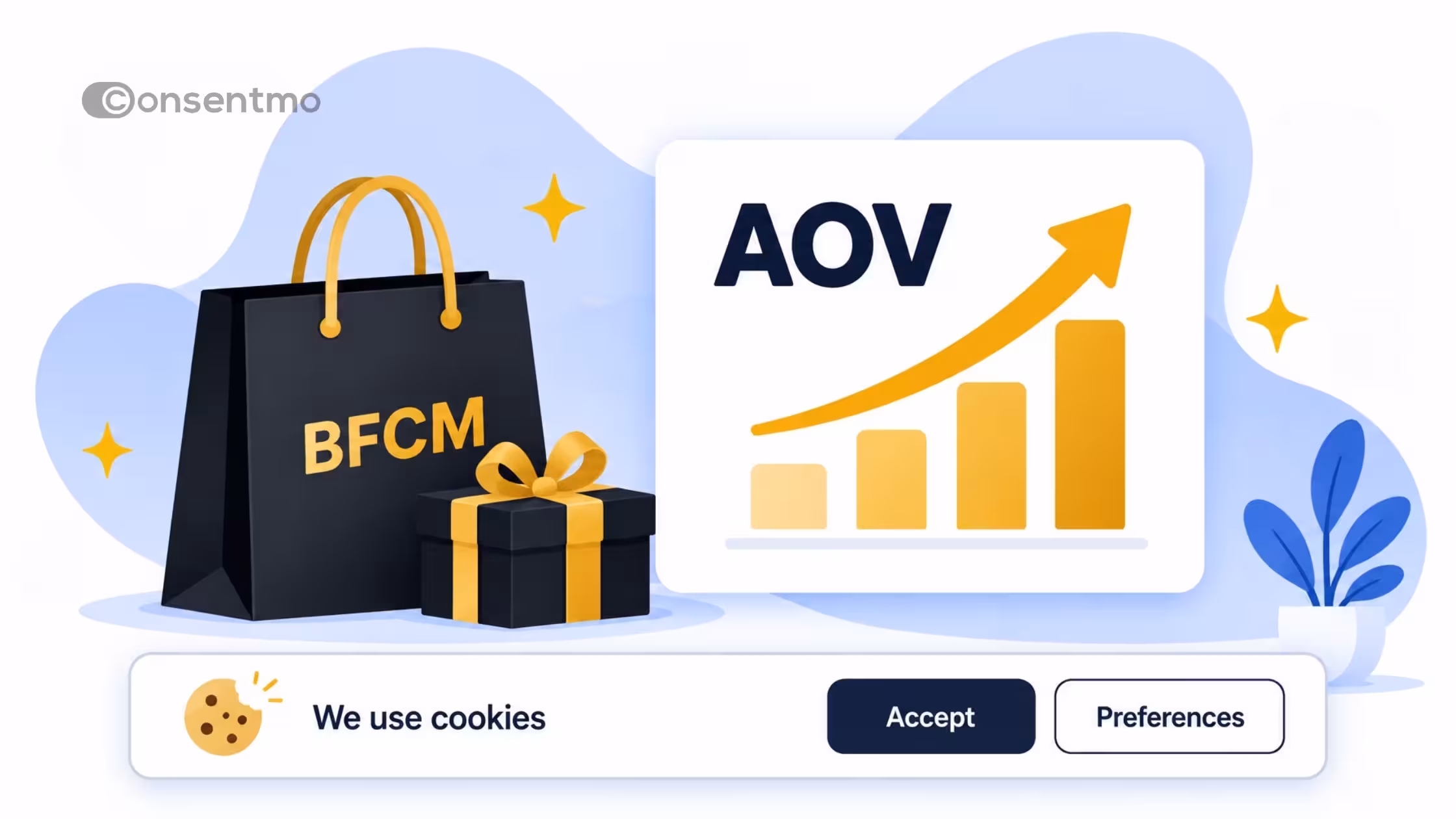 Consentmo BFCM cookie banner supporting higher AOV and compliant tracking