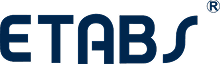 ETABS software logo in dark blue with registered trademark symbol.