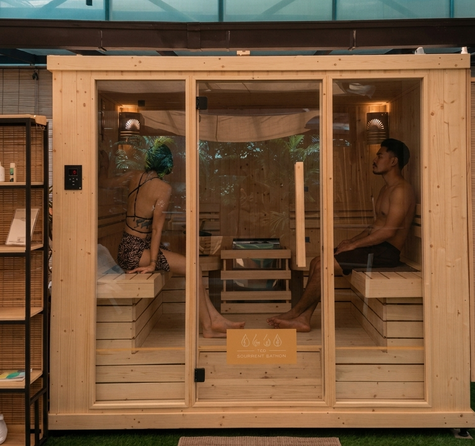 2 people in a Kuala Lumpur Finnish sauna