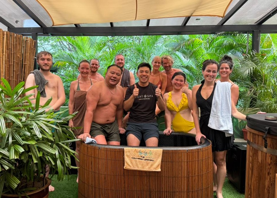 Guests after breathwork, cold plunge and sauna with Piyachai