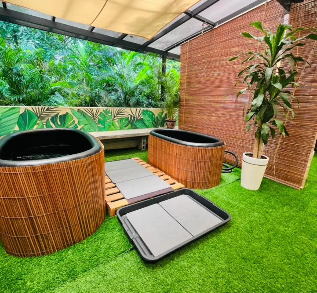 2 cold plunge baths on a rooftop