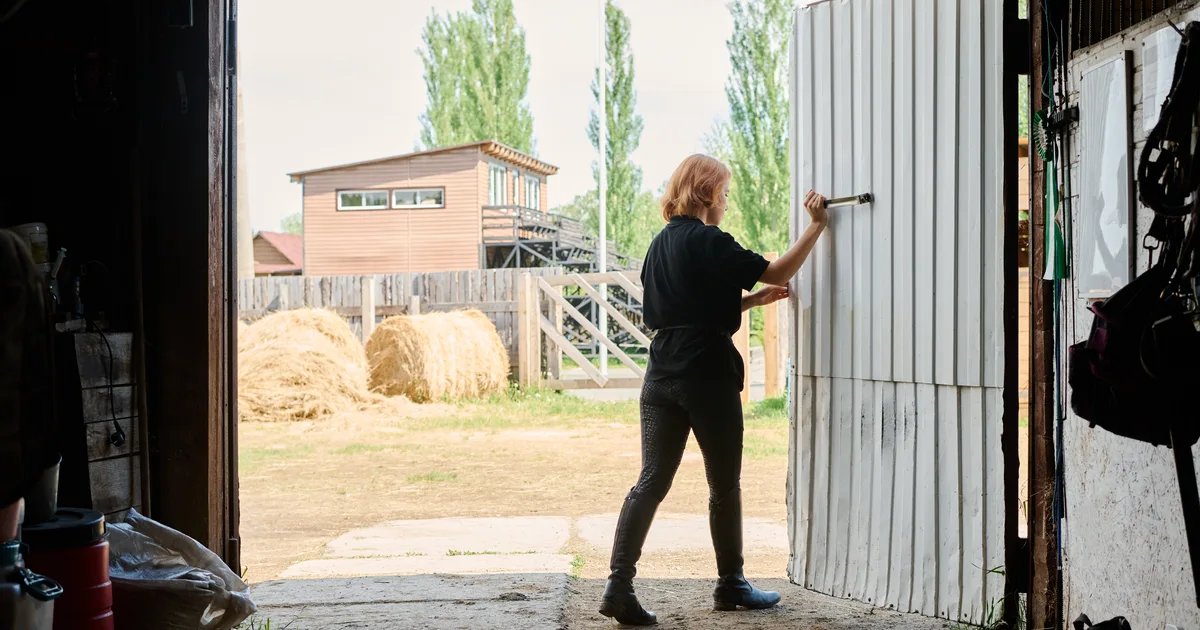 Opening a barn door into bright sunlight