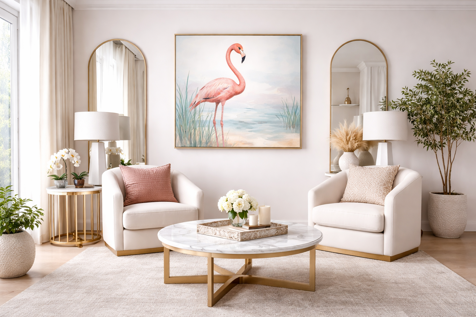 image of a tidy living room (for a cleaning service)