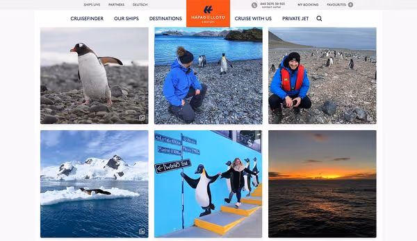 An Instagram grid layout embedded on Hapag-Lloyd's website