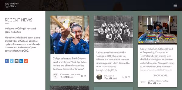 A sociall media feed on a website