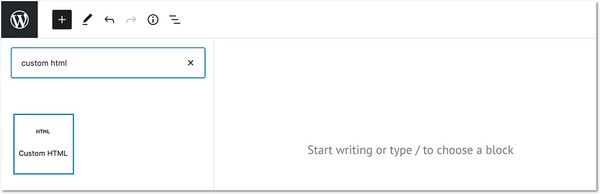 Selecting a Custom HTML element on the WP Gutenberg