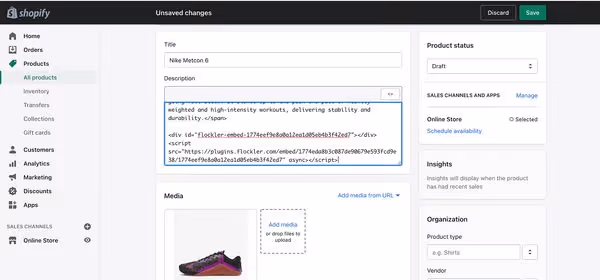Adding the YouTube channel embed code to Shopify