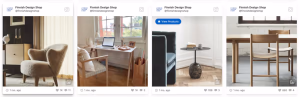A shoppable Instagram feed with a CTA to view products