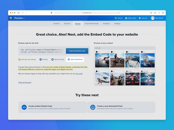 Social media feed embed code for WordPress