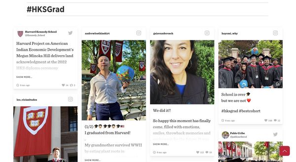 A hashtag campaign feed on a website