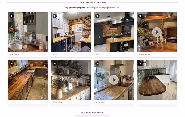 A shoppable Instagram feed on a website