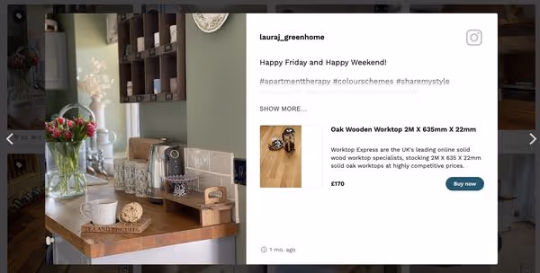 A tagged product on an Instagram image