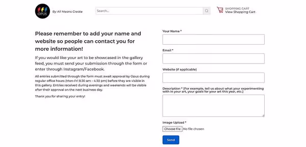 opus-art-supplies-upload-form-on-website-to-gather-customer-reviews