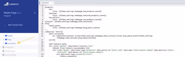 Choose templates on BigCommerce Theme Files