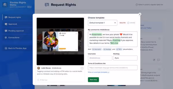 Creating a message to the user on the Flockler app