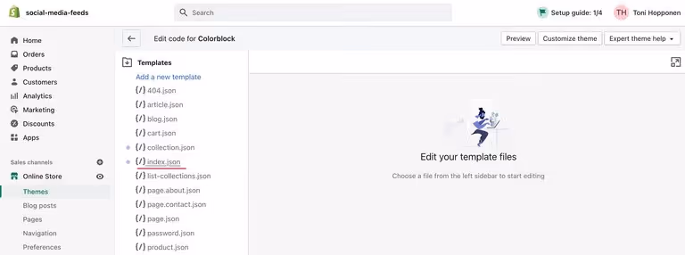 Editing the homepage on Shopify