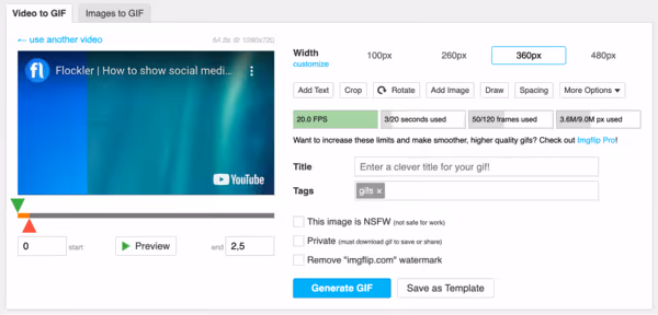 Convert video into a GIF for email